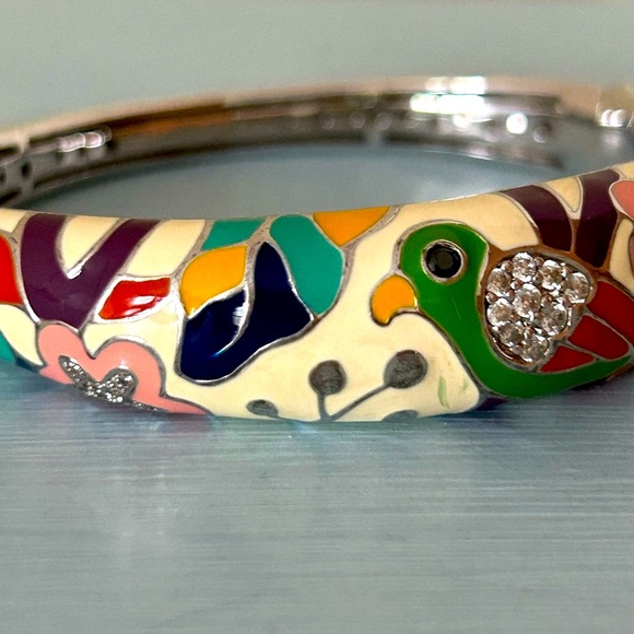 BELLE ETOILE PARROT 🦜 BANGLE BRACELET 925 STERLING SILVER EUC FINAL PRICE💥 - Picture 2 of 10